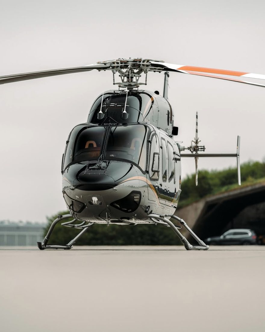 A helicopter on the pad
